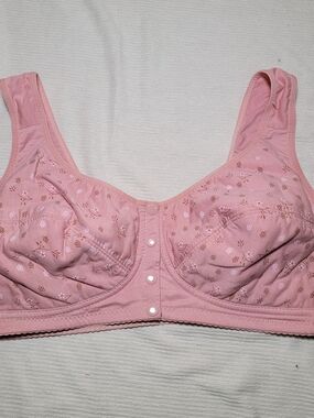 Pink Front-Closure Bra with Floral Print